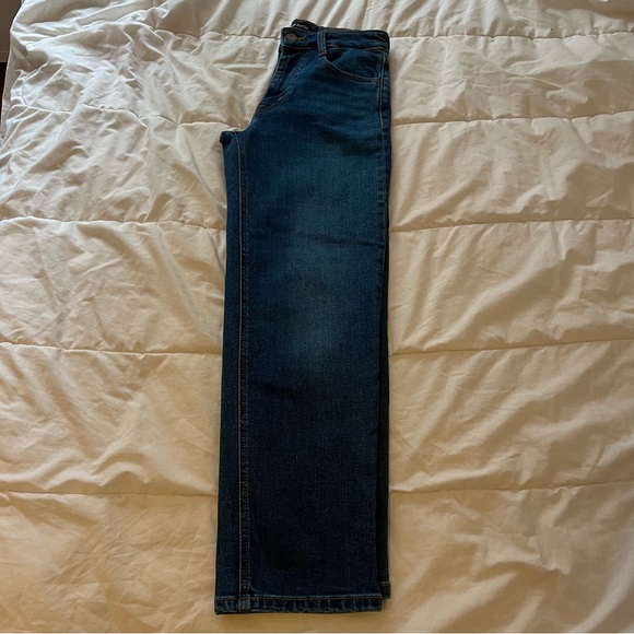 25 Frank And Oak Cyndi High Rise Straight Blue Jeans - Picture 5 of 8